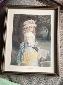 Vintage picture in vintage frame Approx 10.5 x 8.5 inches