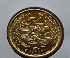 Nigel Mansell F1 Champion 1992 Isle of Man 2 pounds 1993 coin & stamp cover fdc