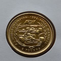 Nigel Mansell F1 Champion 1992 Isle of Man 2 pounds 1993 coin & stamp cover fdc