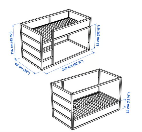 IKEA's child's reversible bed, white/pine - KURA