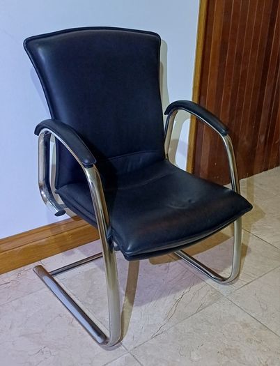 Black Leather Chrome Framed Chair