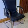 Black Leather Chrome Framed Chair Image 2