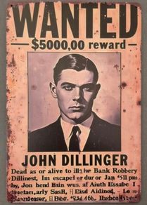 Vintage Style  Metal Sign. Reward poster, john dillinger