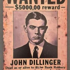 Vintage Style  Metal Sign. Reward poster, john dillinger