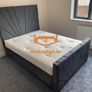 Plush Velvet Hilton Panel Bed With/Without Ottoman Gas Lift Storage bed Image 7