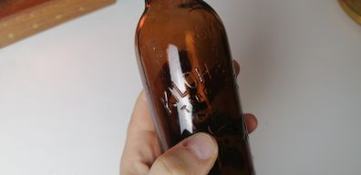 32 - Vintage Kiloh Beer Bottle Embossed Letters Brown Glass Cork