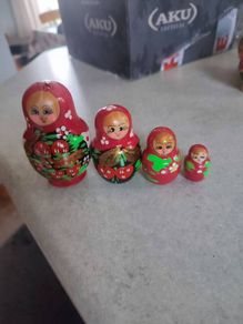 Matryoshka doll "Ladybug Red" Hand Painted Russian Dolls set of 4