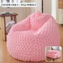 Luxury Bubble Fluffy Faux Rabbit Fur Bean Bag Cover(No Filler), Pink No-Shed, Non-Slip Bottom, Wrap-Around Zipper, Washable, Sweet Stuffed Animal Storage Beanbag Cover for Kids Teens Girls Adult Image 3