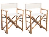 Folding Directors Chair 2 pcs Bamboo and Canvas