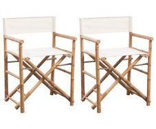Folding Directors Chair 2 pcs Bamboo and Canvas