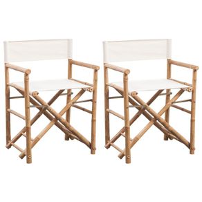 Folding Directors Chair 2 pcs Bamboo and Canvas