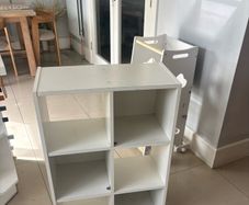 white shelving unit