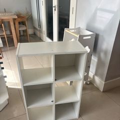 white shelving unit