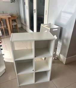 white shelving unit