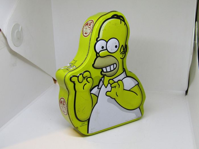 The Simpsons Homer Simpson YELLOW Fun Tin Case Empty Biscuit Tin 2003-04