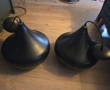 Black and gold pendant pair of lights
