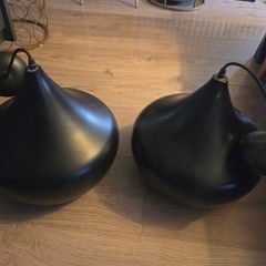 Black and gold pendant pair of lights