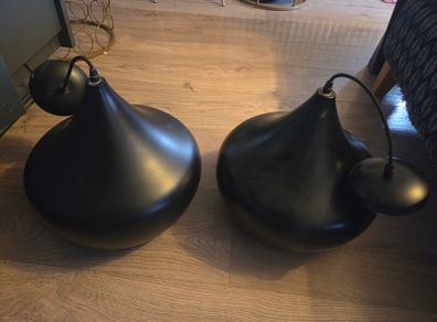 Black and gold pendant pair of lights