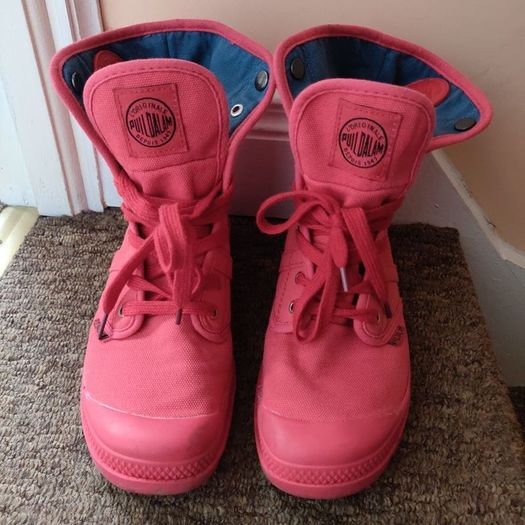 Casual Sport Style Red Denim Ankle boots,size 39