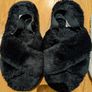 2-Pair Slipper Bundle: V-By-Very Black Fluffy Cross-Strap & Pink Unicorn Mule Slippers (Size S) Image 3