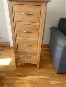 Solid Oak Tallboy Chest of Drawers - 4 Drawer Storage Unit