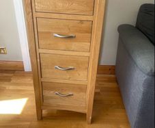 Solid Oak Tallboy Chest of Drawers - 4 Drawer Storage Unit