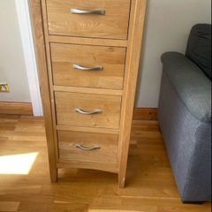 Solid Oak Tallboy Chest of Drawers - 4 Drawer Storage Unit