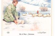 1983 Isle of Man Limited Edition Lithographed Print measuring 333mm X 257mm showing Christmas Commemorative Stamps with First Day of Issue Cancel