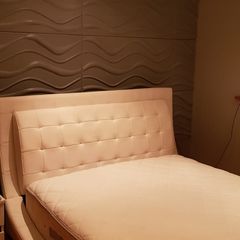 Double White Leather Sleigh Bed 4 ft 6