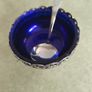 Vintage  Silver Plated Jam/Sugar Holder Blue Dish w/Spoon Image 2