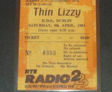 Thin Lizzy Ticket Stubb R.D.S Dublin 1983 Laminated Reproduction