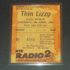 Thin Lizzy Ticket Stubb R.D.S Dublin 1983 Laminated Reproduction