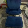 Blue chair and foot stool Image 2