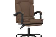 Massage Reclining Office Chair Brown Fabric