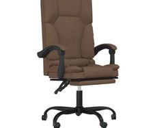 Massage Reclining Office Chair Brown Fabric