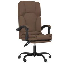 Massage Reclining Office Chair Brown Fabric