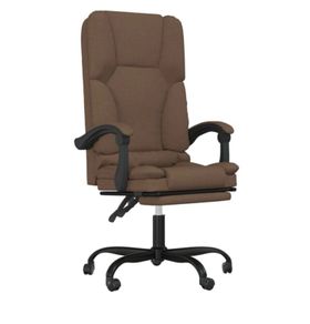 Massage Reclining Office Chair Brown Fabric
