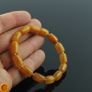 Luxury rare beeswax genuine Baltic amber beaded elastic bracelet with gold plated spacers vintage jewellery bracelet Image 3