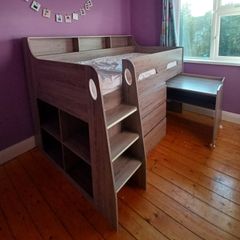 Mid Sleeper Bed with Desk and Storage