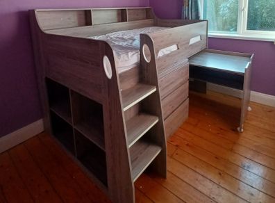 Mid Sleeper Bed with Desk and Storage