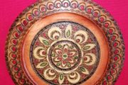 Hand Carved, Hand Painted Wooden Plate