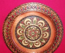 Hand Carved, Hand Painted Wooden Plate