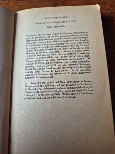 Vintage 1952 Thomas A Kempis 1st Ed. The Imitation of Christ First Edition Penguin Classics. Religious.