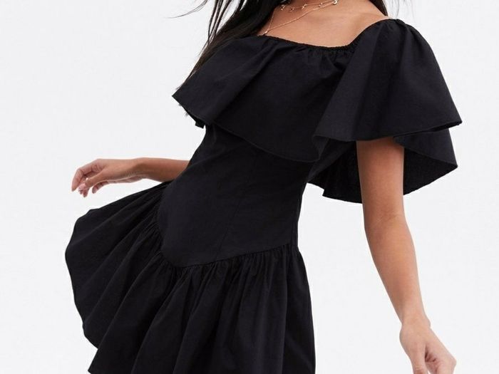 Cameo Rose Black Poplin Tiered Mini Dress , NEW LOOK
