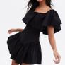 Cameo Rose Black Poplin Tiered Mini Dress , NEW LOOK Image 2