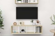 2 Piece TV Cabinet Set White and Sonoma Oak Chipboard