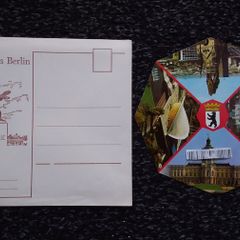 German Postcards : Grub aus Berlin - Octagonal Multi-view Postcard with Envelope.