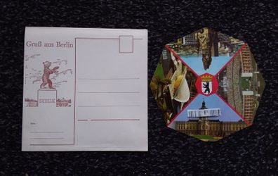 German Postcards : Grub aus Berlin - Octagonal Multi-view Postcard with Envelope.