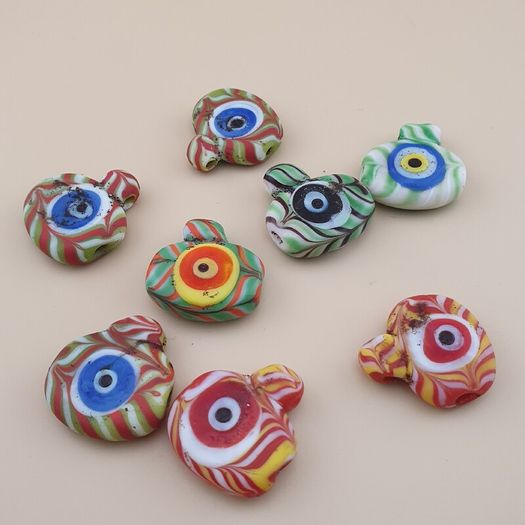 Vintage Venetian Style Feather Desgin Eyes Glass Bead Pendant
