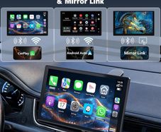 9'' Carplay Screen for Car, Wireless Carplay & Android Auto, Rotatable Car Play Screen with 1080P Backup Camera, Android Auto Screen with Mirror Link, Bluetooth, GPS Navigation, Voice Assistant